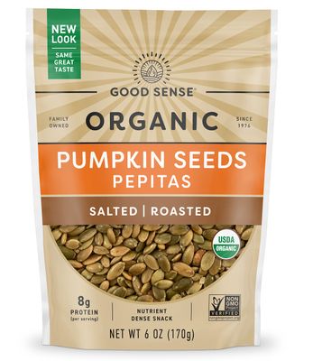 Good Sense Roasted &amp; Salted Organic Pumpkin Seeds (Pepitas), Non-GMO &amp; All Natural, 6 Ounce Resealable Bag