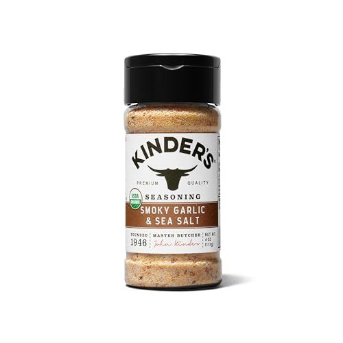 Kinder&#39;s Organic Smoky Garlic &amp; Sea Salt, Premium Quality Seasoning, MSG Free and USDA Certified Organic, 4 oz