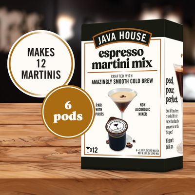 Java House Cold Brew Espresso Martini Mix, Ready to Use Liquid Coffee Concentrate Pods - 1.35 Fluid Ounces Each (Pack of 6, makes 12 cocktails)