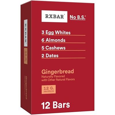RXBAR Protein Bars, Protein Snack, Snack Bars, Gingerbread, 22oz Box (12 Bars)