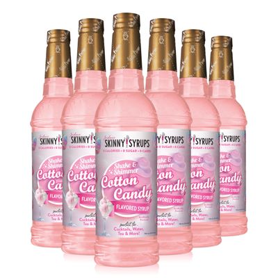 Jordan&#39;s Skinny Mixes Sugar Free Syrup, Cotton Candy Flavor, Fruit Flavored Water Enhancer, Drink Mix for Ice Tea, Lemonade &amp; More, Zero Calorie Flavoring, Keto Friendly, 25.4 Fl Oz, 6 Pack