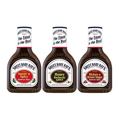 Sweet Baby Ray&#39;s Variety BBQ Sauce Set - Honey, Hickory, and Sweet &#39;n Spicy - 18 Oz Bottles, Pack of 3 for Flavorful Grilling and Culinary Adventures Galore (Variety Pack)