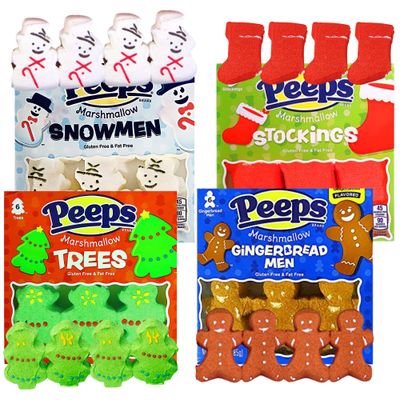 Christmas Candy Marshmallows, Colorful Sugar Coated Character Shaped Marshmallow Stocking Stuffers, Pack of 4, 24 Pieces