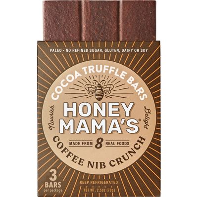 Honey Mama&#39;s, Coffee Nib Crunch Cocoa Truffle Bars, No Refined Sugar, Gluten Free, Dairy Free, Soy Free, Paleo, 2.5 Ounce, 3-Serving Bar