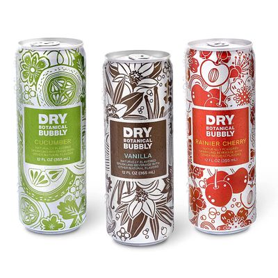 DRY Sparkling Non-Alcoholic Botanical Bubbly, 4 Clean Ingredients, Delicious Way to Be Sober &amp; Social, Zero Proof Mocktail Mixer, Multi-Use Beverage, Pack of 12