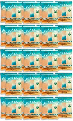 Candy People VegoBears Santa Monica Snack Packs Organic Gummy Bears, Non-GMO, Banana, Pineapple, &amp; Strawberry Gummies Single Serve Packs 0.78 Ounce (70 Calorie Packs) (35 Pack)