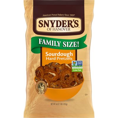 Snyder&#39;s of Hanover Pretzels, Sourdough Hard Pretzels, Family Size 16 Oz Bag