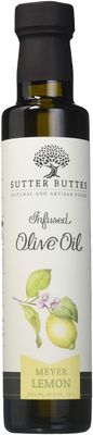 Sutter Buttes Extra Virgin Olive Oil - Meyer Lemon Infused (250 ml bottle) Handcrafted, Artisan Gourmet EVOO Cold Pressed and Flavored w/Premium Fresh Lemon Juice, Unfiltered, Unrefined Olive Oil