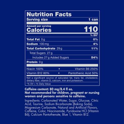 Red Bull Blue Edition Energy Drink, Blueberry, with 80mg Caffeine plus Taurine &amp; B Vitamins, 8.4 Fl Oz, Pack of 4 Cans