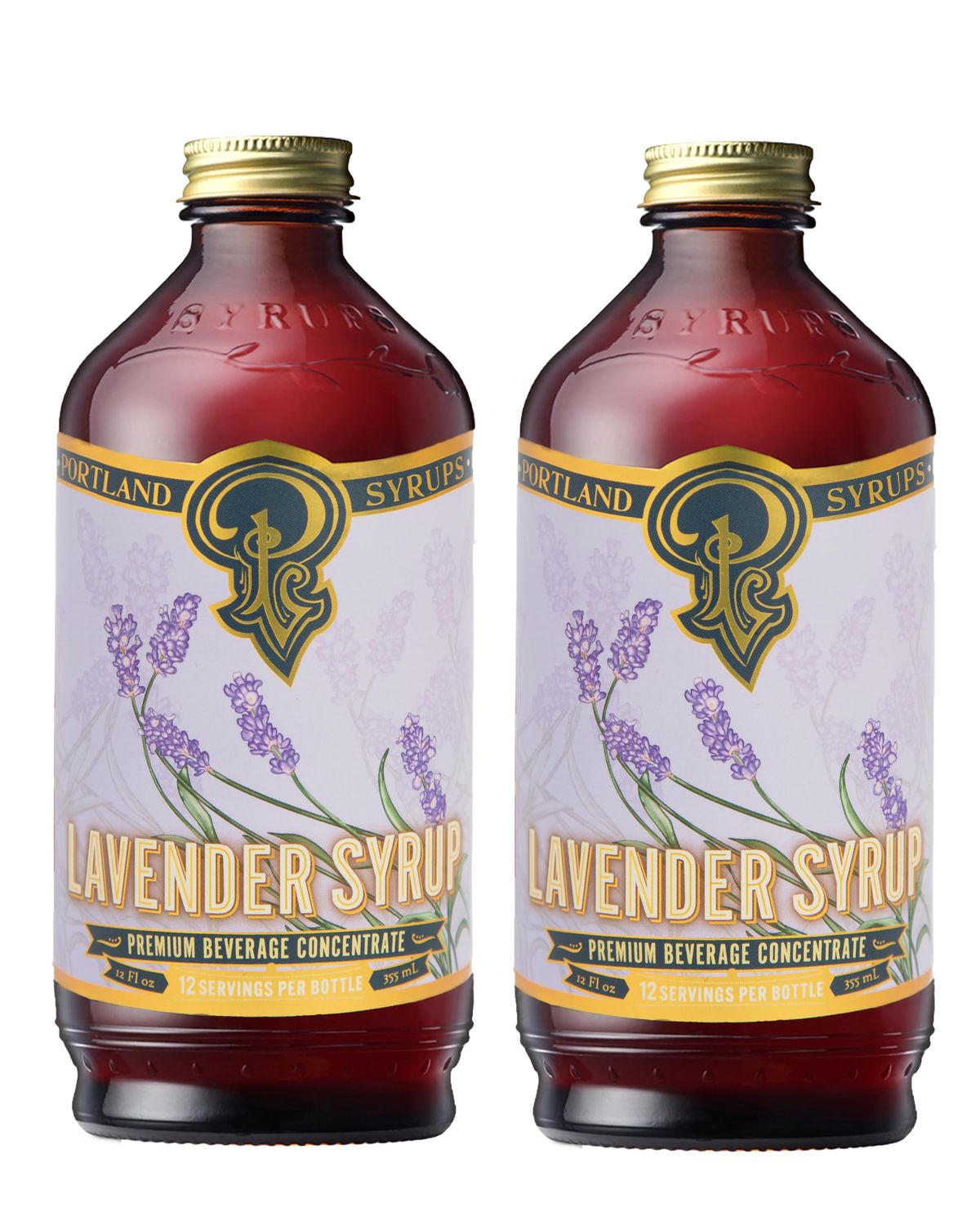 Portland Syrups Lavender Syrup - Lavender Beverage Concentrate for Tea, Matcha, Coffee, Sodas, and Baking - Floral Flavor for Crafting Refreshing Drinks - 12 oz Bottle, 24 Servings, Pack of 2