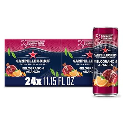 Sanpellegrino Italian Sparkling Drink Melograno and Arancia, Sparkling Orange and Pomegranate Beverage, 24 Pack of 11.15 Fl Oz Cans