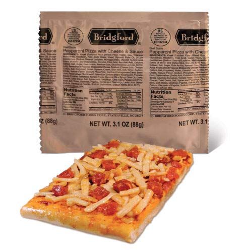 Bridgford MRE Pepperoni Pizza Slice With Cheese MRE Survival Food - 3 Pack - No Refrigeration Needed and Long Shelf Life MRE Meals - High-Protein Military MRE for Emergency Preparedness