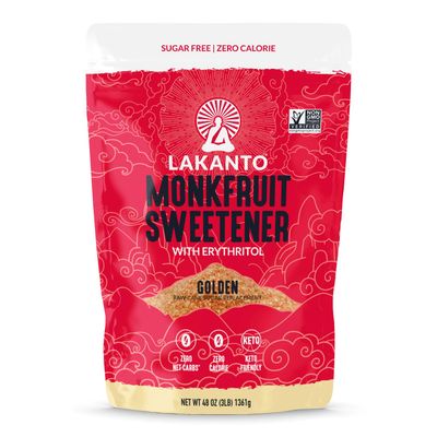 Lakanto Golden Monk Fruit Sweetener With Erythritol, Raw Cane Sugar Substitute From Monk Fruit Extract, Raw Sugar Replacement for Baking, Coffee &amp; Tea, Gluten Free, Low Carb, Non GMO, Keto, 3 LB Bag