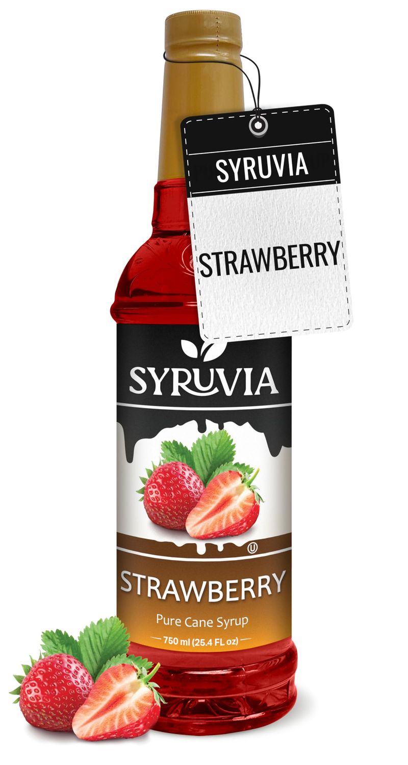 Syruvia Strawberry Syrup (25.4 fl oz) - Sweet Strawberry Bliss in a Bottle - Kosher, Gluten-Free, Ideal for Elevating Your Culinary and Beverage Adventures
