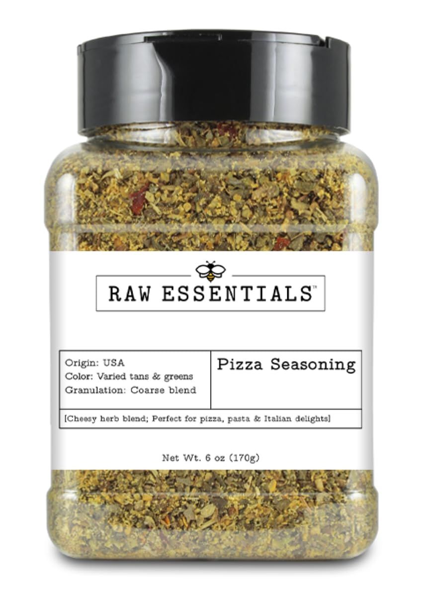 Raw Essentials Pizza Seasoning- Italian Seasoning - Cheesy Herb Blend - Great on Pizza, Pasta and Italian Delights