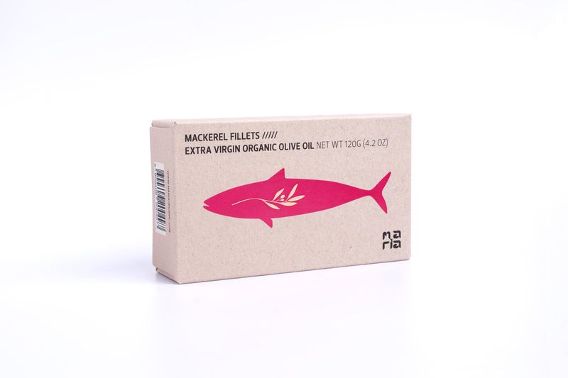 Maria Organic Spiced Mackerel Fillets in EVOO Portugese Tinned Fish, Sustainably Wild Caught, Omega 3, Hand Packed Cans with Organic Piri Piri | 1 x 125g