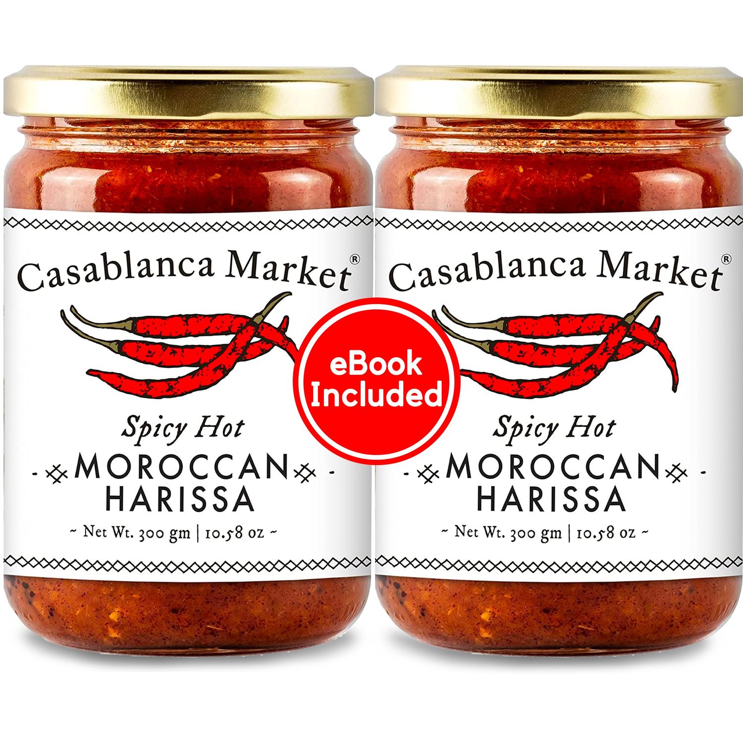 Casablanca Market Harissa Gourmet Hot Sauce -Harissa Sauce - Moroccan North African Spice Best Hot Sauce Gift Harissa Seasoning - Harissa Spice Red Hot Sauce - Harissa Paste Hot Sauces (10.5oz)