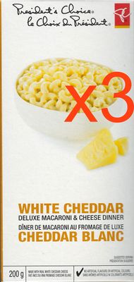 Presidents Choice White Cheddar Deluxe Macaroni &amp; Cheese Dinner (3 Boxes) 200g {Imported from Canada}
