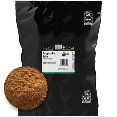 Frontier Organic Pumpkin Pie Spice, 16-Ounce, Organic Nutmeg, Cloves, Ginger &amp; Cinnamon, Enhances Tea, Seasoning, Kosher