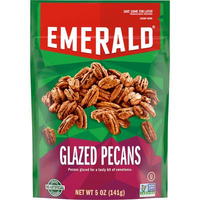 Emerald Nuts Kettle Glazed Pecans (1-Pack), 5oz Resealable Bag, Kosher Dairy Certified, Non-GMO, Contains No Artificial Preservatives, Flavors or Synthetic Colors