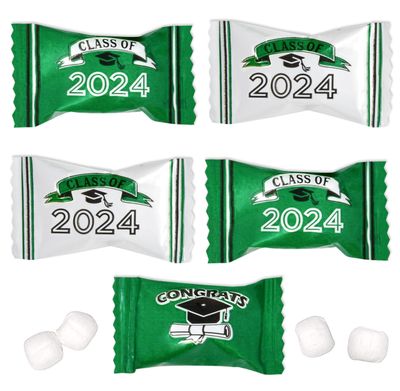 Green Graduation Butter Mints Class of 2025 Candies Bag 100 Count Individually Wrapped Congratulations Grad Mint Candy 13 Ounce Bags Goody Treats Sweet Holiday Dinner Party Supplies Decoration