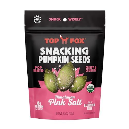Top Fox Snacks - Organic Pop-Roasted Pumpkin Seeds | Healthy Protein Snacks - Gluten Free - Keto and Vegan Friendly (Himalayan Salt, 3.5 oz - 2 Pack)