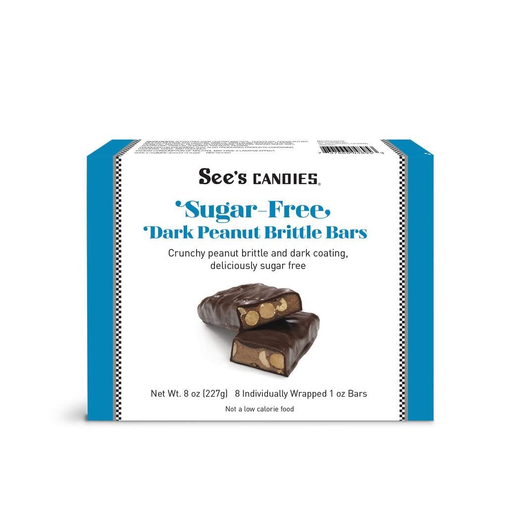 See&#39;s Candies 8 oz Sugar Free Dark Peanut Brittle Bars