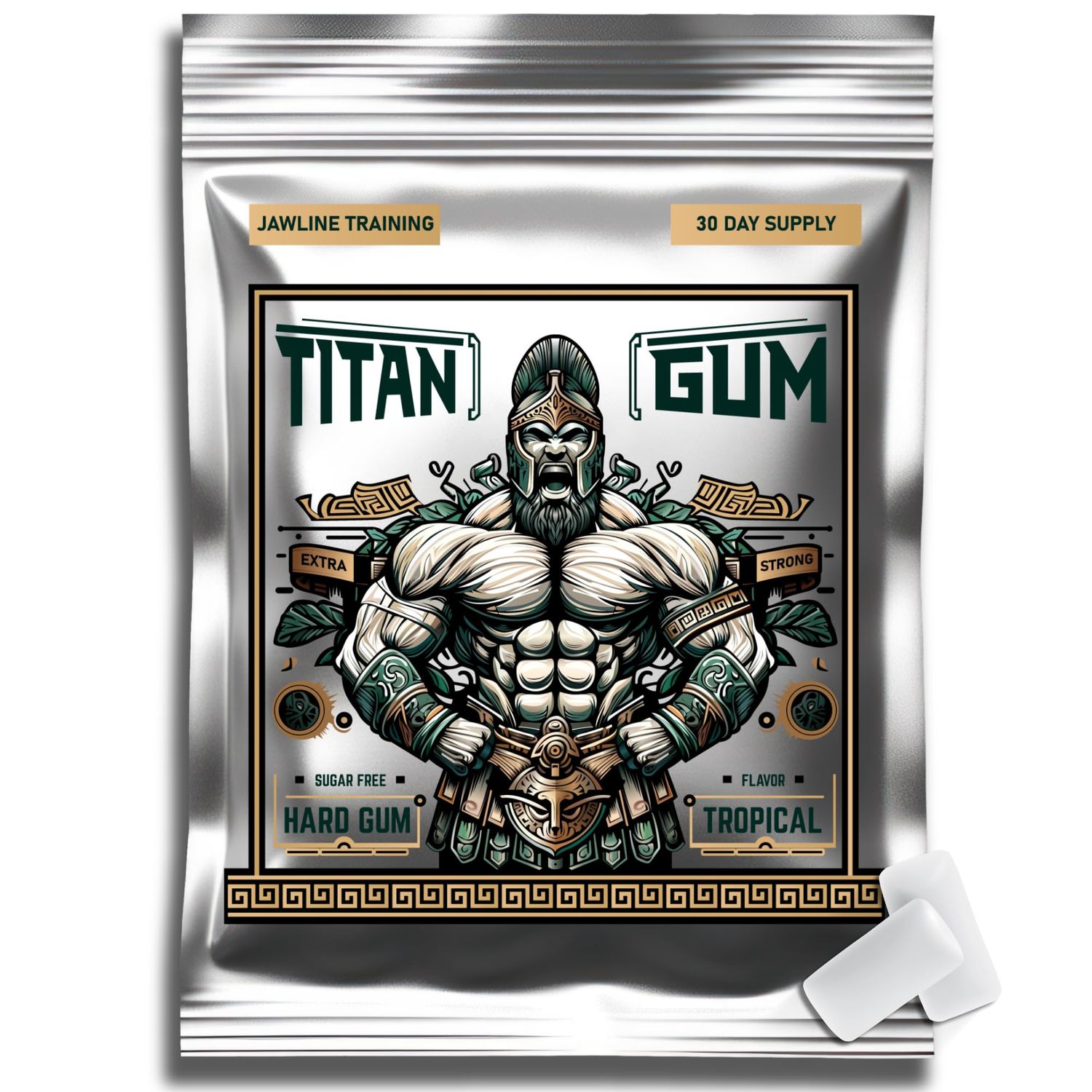 Titan Gum: Ultra Tough Hard Chewing Gum for Jawline Training - Sugar Free - Aspartame Free - Tropical Flavor, 30-Pack - Enhances Jaw Strength, Ideal for Muscle Training &amp; Looksmaxxing