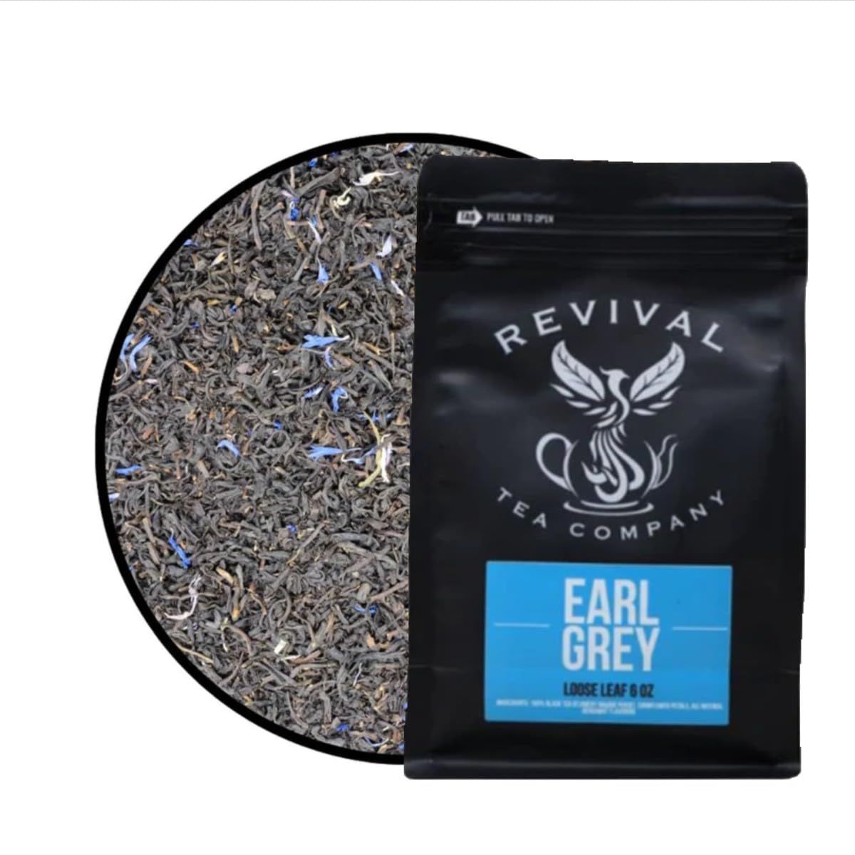 Revival Tea Company Earl Grey Tea - Black Tea Blend with Bergamot and Cornflower Petals - 24 Tea Bags