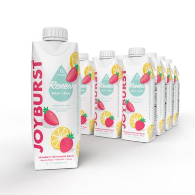 Sugar Free Electrolyte Water, Zero Calorie Hydration Drink, Refresh, Hydrate &amp; Recover, Electrolytes+Vitamin B&#39;s + Focus, Comes in Eco-friendly Tetra Pak (Strawberry-lemonade, 12 Packs)