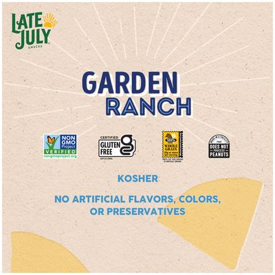 Late July Snacks, Garden Ranch Tortilla Chips, 7.8-oz. Bag (Pack of 12)