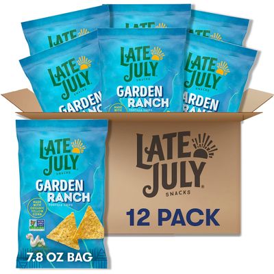 Late July Snacks, Garden Ranch Tortilla Chips, 7.8-oz. Bag (Pack of 12)