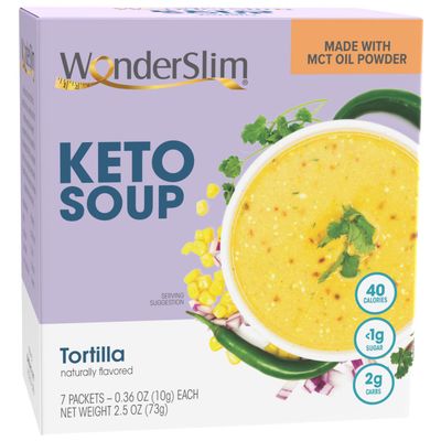 WonderSlim Keto Soup with C8 MCT Oil, Tortilla, Low Carb, Low Fat, Low Sugar (7ct)