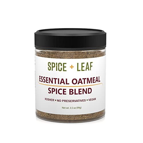 Premium Essential Oatmeal Spice Blend by SPICE + LEAF - Vegan Kosher Preservative Free Spice Blend Used to Give Oatmeal, Coffee, Baked Goods a warmth of flavor, 3.5 oz.