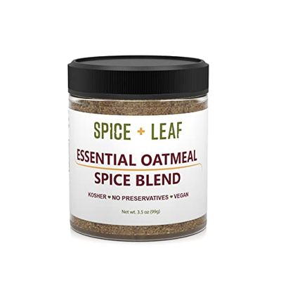 Premium Essential Oatmeal Spice Blend by SPICE + LEAF - Vegan Kosher Preservative Free Spice Blend Used to Give Oatmeal, Coffee, Baked Goods a warmth of flavor, 3.5 oz.