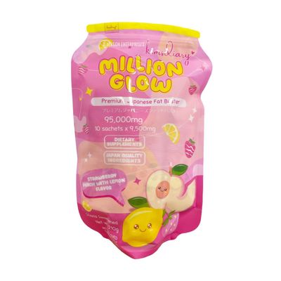 Kimsdiary Million Glow Strawberry Peach with Lemon Drink, 10 Sachets