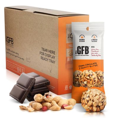 The Gluten Free Brothers Dark Chocolate Peanut Butter Bites - Gluten Free Protein Balls - Non GMO, Soy Free, Vegan - Snack Size Plant Based Protein Energy Balls, 1.2 oz (10 Count)