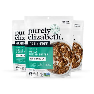 Purely Elizabeth, Vanilla Almond Butter, Keto Granola with MCT Oil, Grain-Free (3 Ct, 8oz Bags)