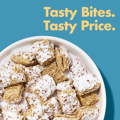 Malt-O-Meal Frosted Mini Spooners Whole Grain Breakfast Cereal, Crunchy Frosted Shredded Wheat Cereal, Large Cereal for Family, 18 OZ Resealable Cereal Bag