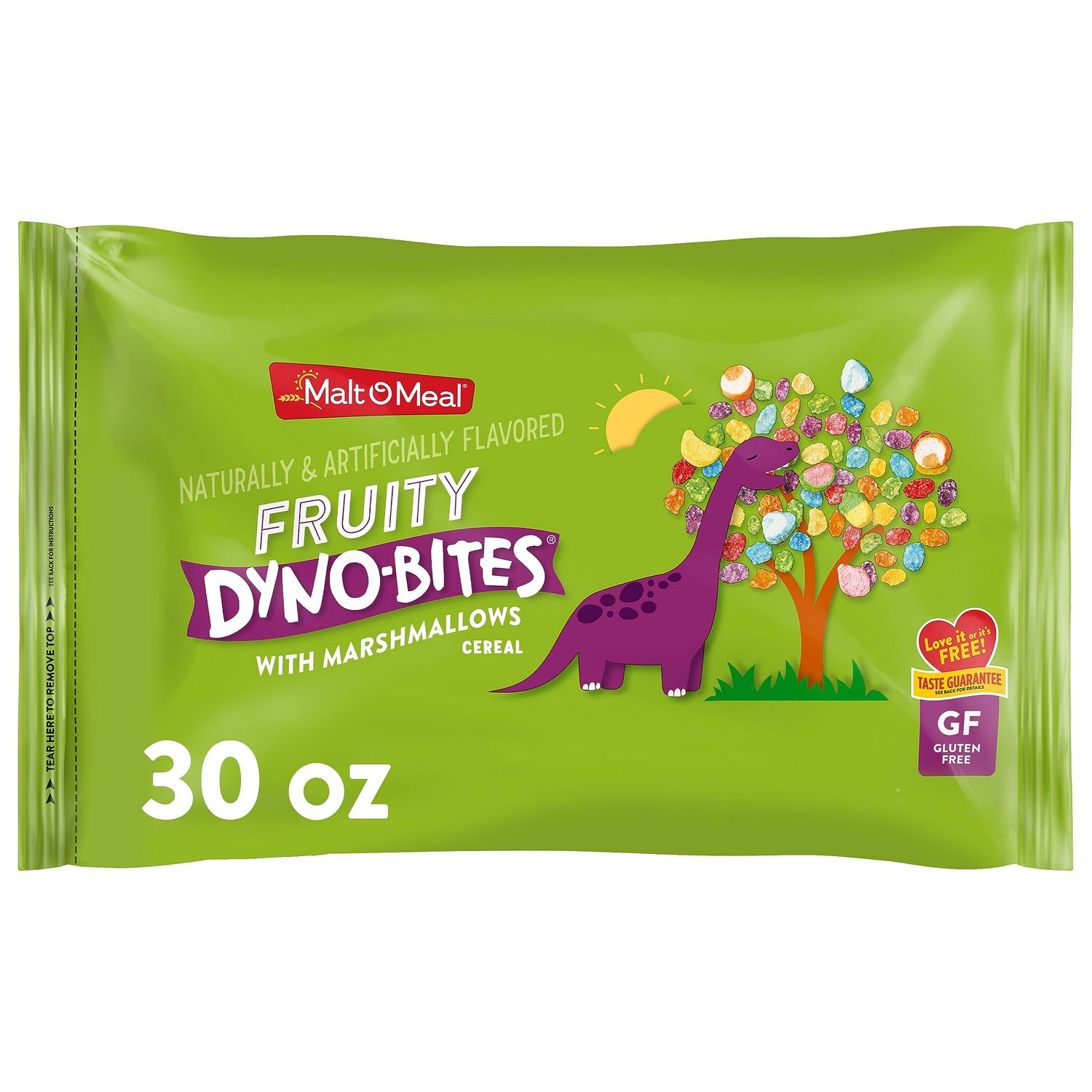 Malt-O-Meal Fruity Dyno Bites Cereal with Marshmallows, Gluten Free Breakfast Cereal, Marshmallow Cereal with Fun Fruity Flavor, 30 OZ Resealable Cereal Bag