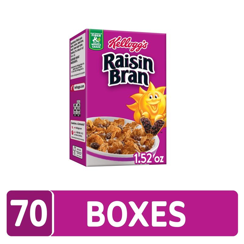 Kellogg's Raisin Bran, Breakfast Cereal, Original, 1.52oz (70 Count)