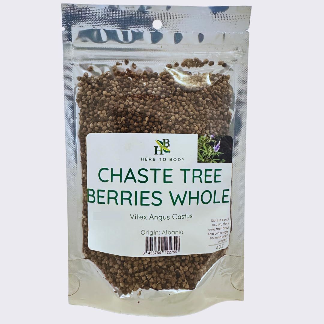 Herb To Body Chaste Tree Berries Whole | Vitex Angus Castus | Wildcrafted | 4oz