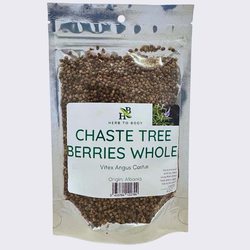 Herb To Body Chaste Tree Berries Whole | Vitex Angus Castus | Wildcrafted | 4oz
