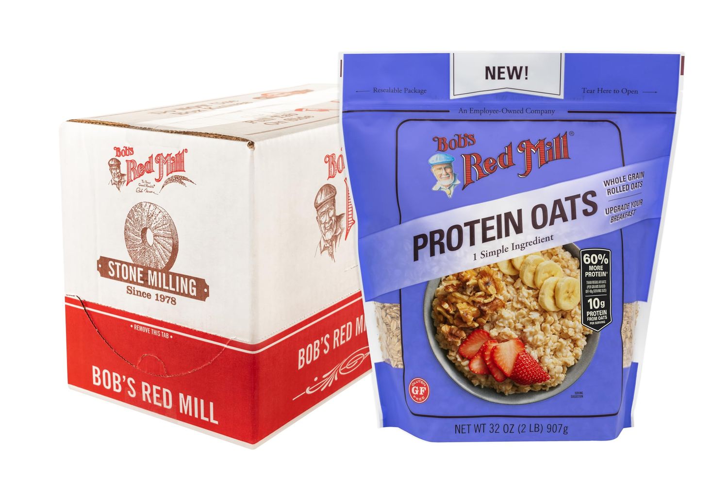 Bob&#39;s Red Mill High Protein Oats - 32 oz (Pack of 4), Gluten Free, 10g/Serving, Non GMO, Whole Grain, Plant Based Protein