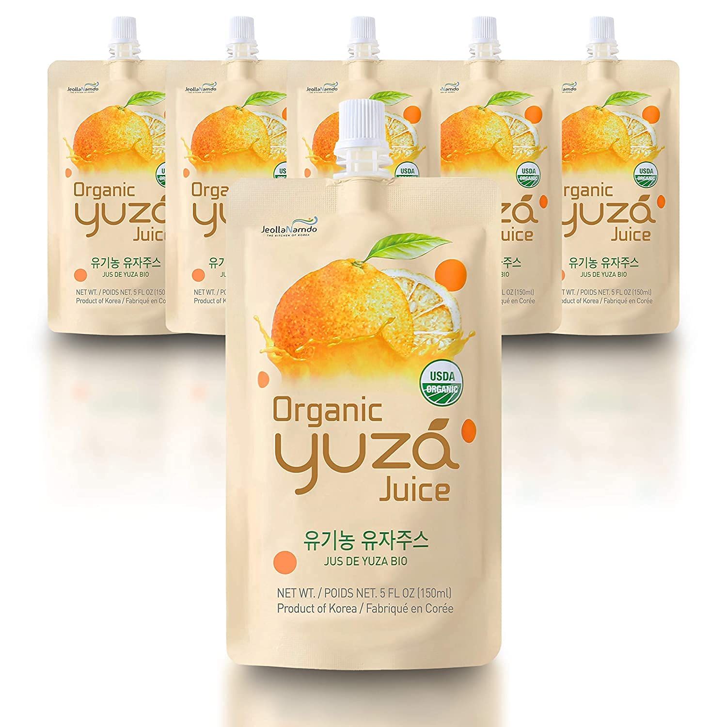 USDA Organic Yuzu Citron Juice 30 oz [ 6 Pouches ] Ready to Drink, ON-THE-GO Vegan Kids Juice, Yuzu Beverage Rich in Vitamin C, Korean Honey Citron Tea by [Korean Drink]