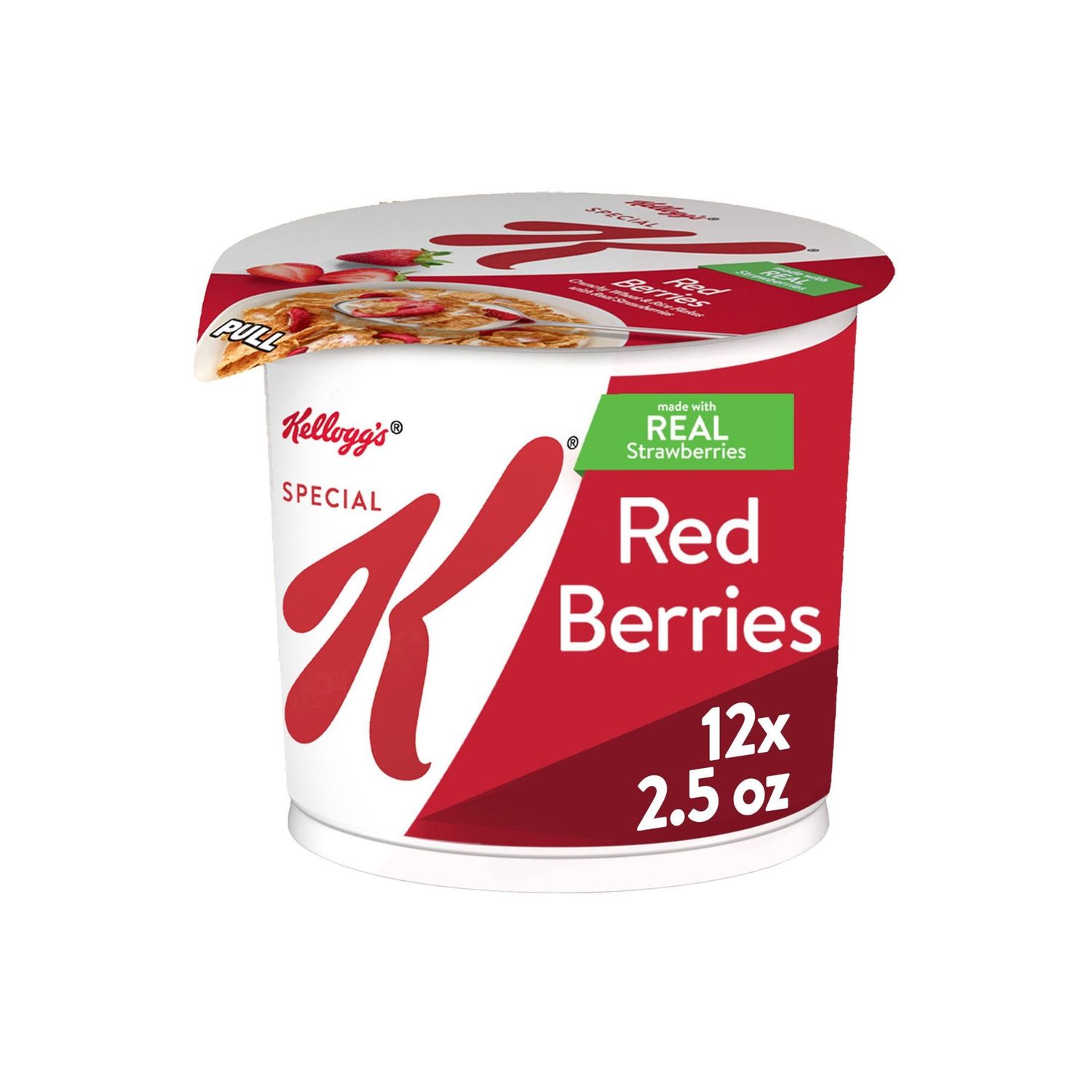 Kelloggs Special K Breakfast Cereal Cups, 11 Vitamins and Minerals, Made with Real Strawberries, Red Berries, 30oz Case (12 Cups)