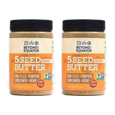 BEYOND THE EQUATOR 5 Seed Butter [Crunchy] - Sunflower Seed, Chia Seed, Flax Seed, Pumpkin Seed, Hemp Hearts Seed. No Peanuts, No Tree Nuts. Allergy-Friendly Peanut Butter Alternative - 16 oz (2 Pack)