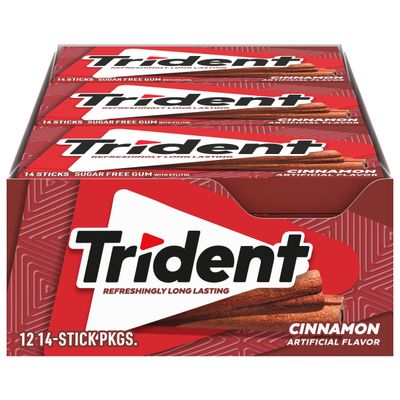 Trident Cinnamon Sugar Free Gum, 12 Packs of 14 Pieces (168 Total Pieces)