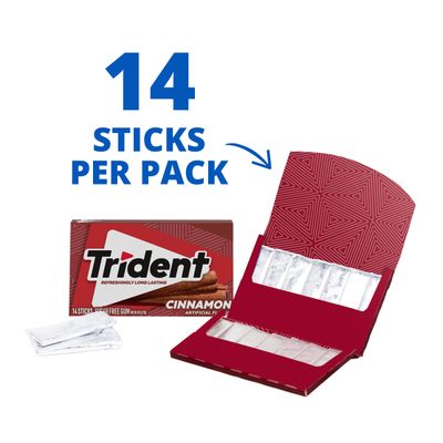 Trident Cinnamon Sugar Free Gum, 12 Packs of 14 Pieces (168 Total Pieces)