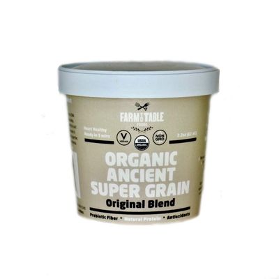 Farm to Table Foods Organic Ancient Super Grain Oatmeal Individual Serving Cups, Original Blend - High Protein, Non-GMO, 12 Pack (2.2 oz. Cups)